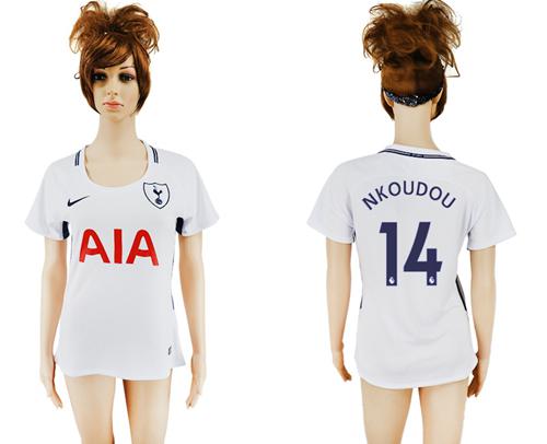 Women's Tottenham Hotspur #14 Nkoudou Home Soccer Club Jersey - Click Image to Close
